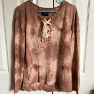 NWOT!! Vici tie-dye lace up knit top